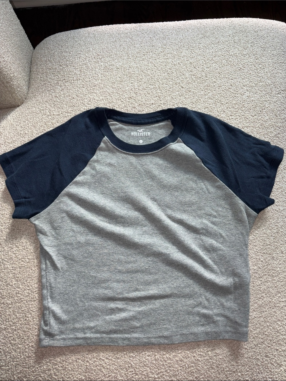 Hollister Raglan Tee in Gray and Navy